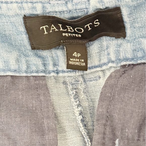TALBOTS Women’s Blue Chambray Wide Leg Pants Lyocell Cotton Pockets Sz 4 Petite - Picture 5 of 6